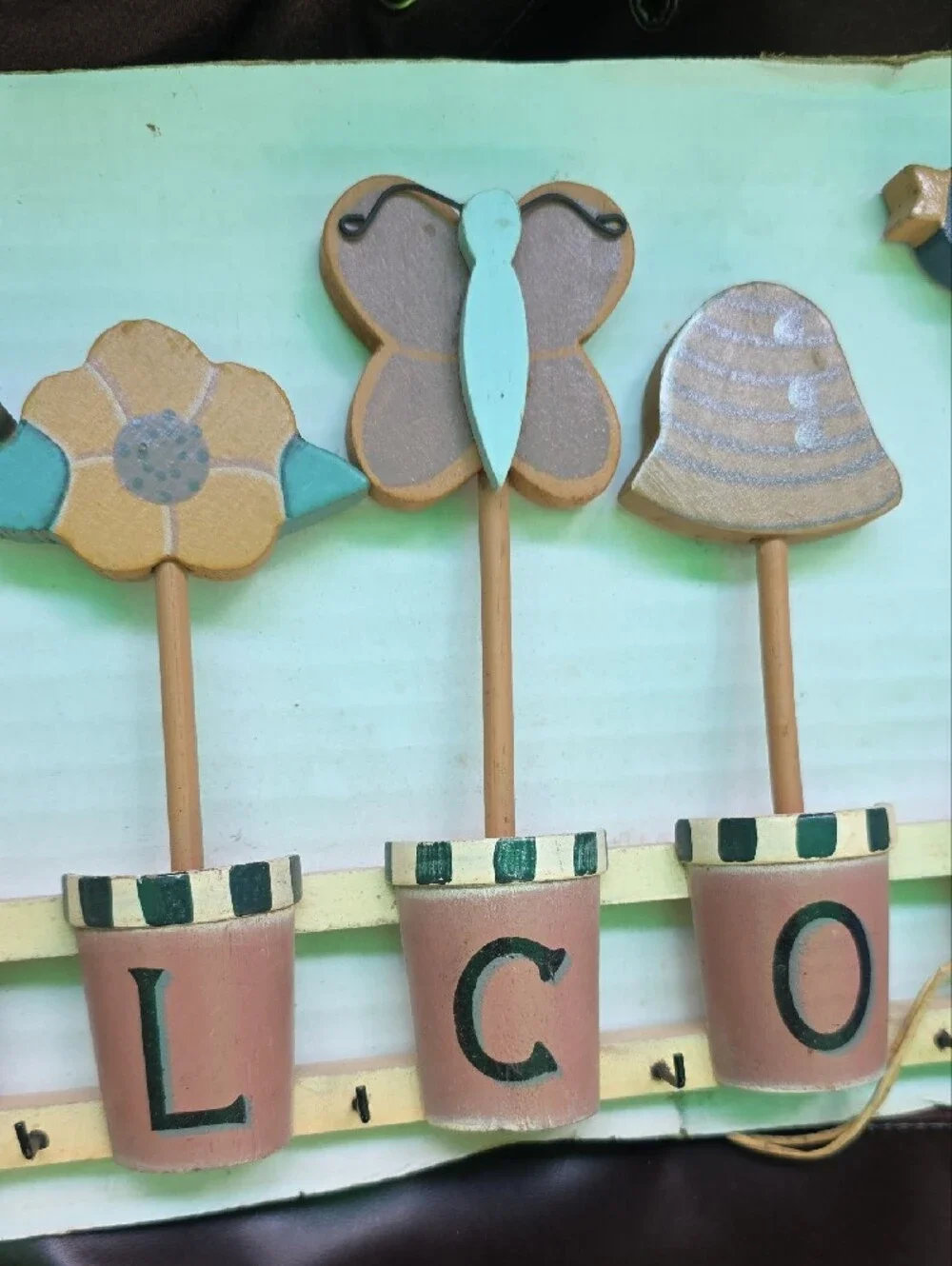 Welcome Wooden Garden Wall Hook Sign